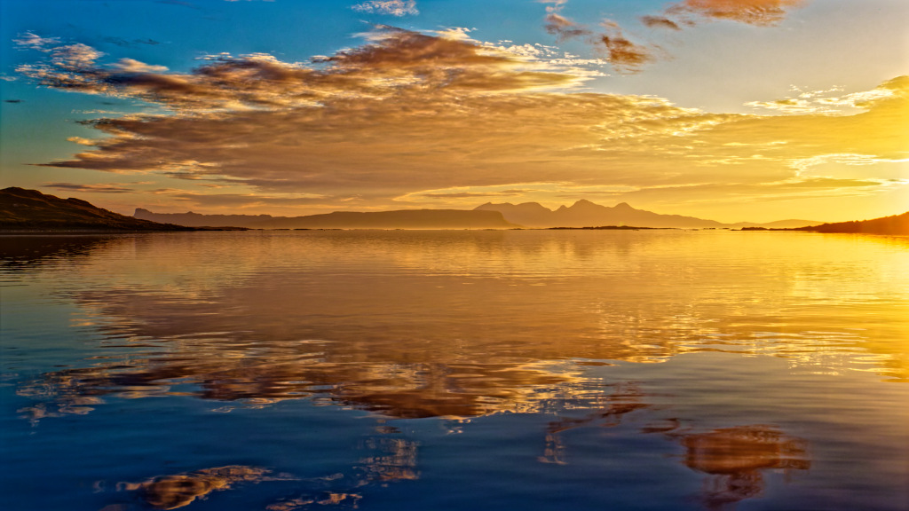 Arisaig Sunset with Eigg and Rum in the Background - G6 RAW plus DXO Photolab