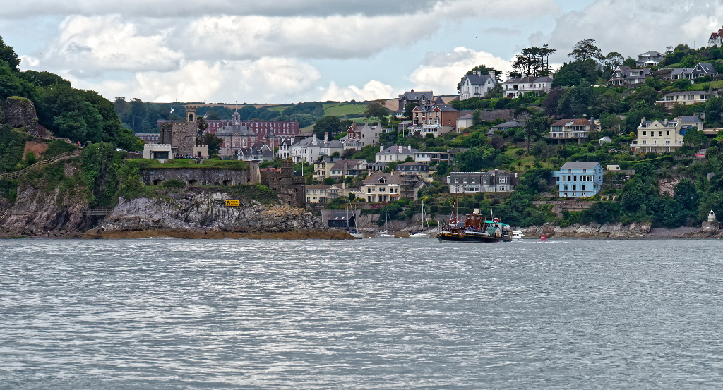 Entering Dartmouth we meet the paddle steamer Kingswear Castle