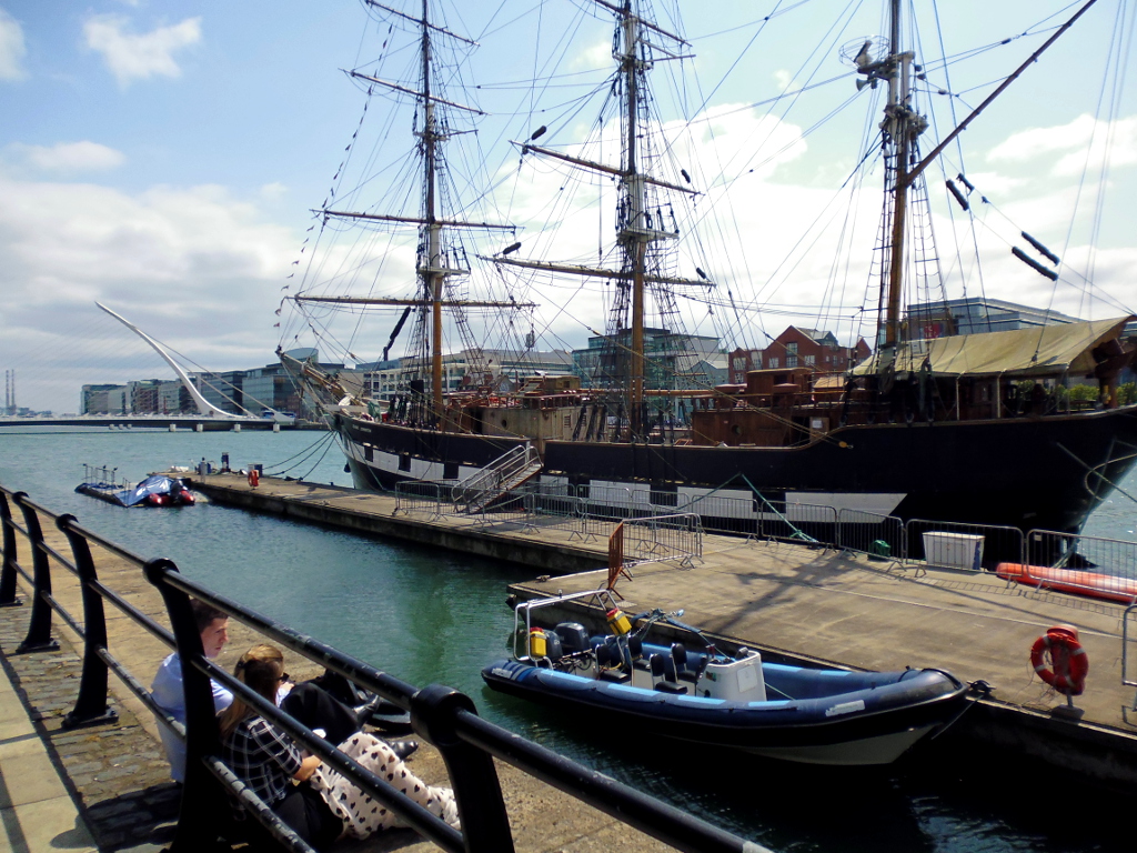 Dublin River Liffey and Samuel Beckett Bridge